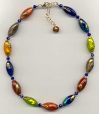Arlecchino "Exposed Gold", Oval Venetian Bead Necklace
